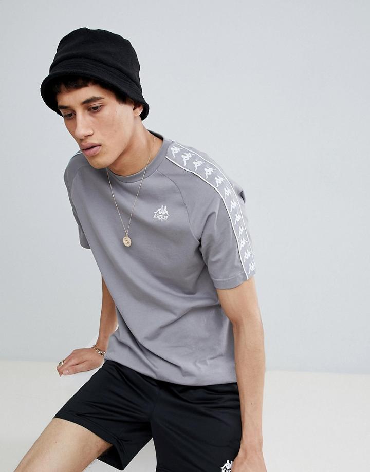 Kappa T-shirt With Sleeve Taping In Gray - Gray