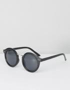 Pieces Black Round Sunglasses - Gold