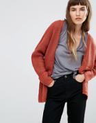 Only Textured Longline Cardigan - Red