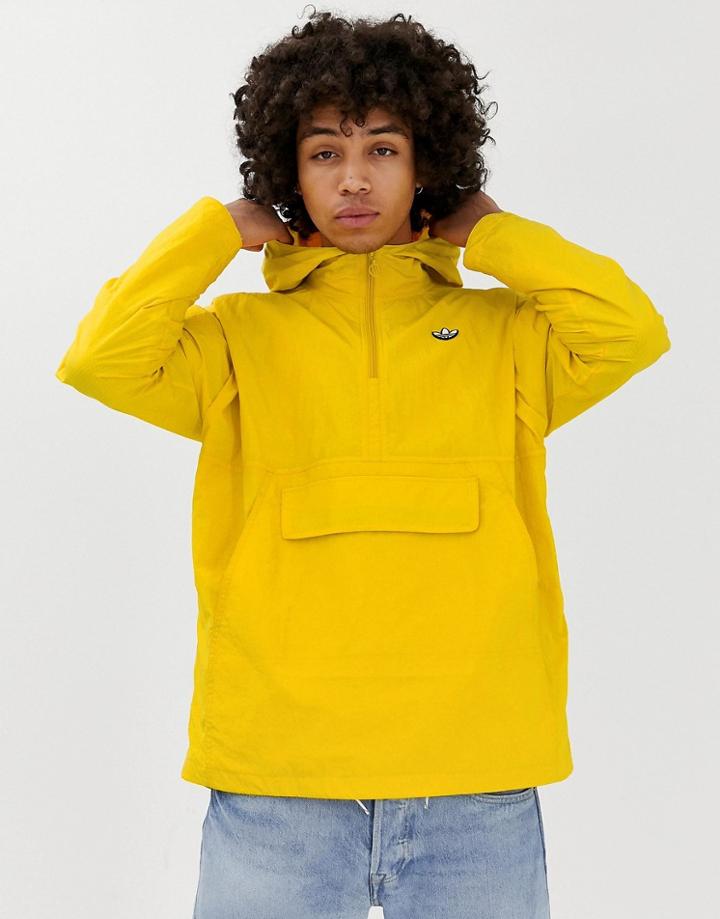 Adidas Originals Overhead Windbreaker Jacket With Trefoil Logo In Yellow - Yellow