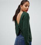 Missguided Tall Twist Back Sweater In Green - Green