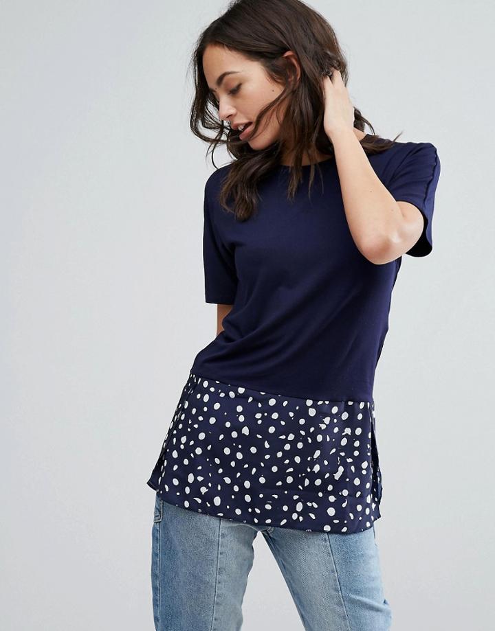 Warehouse Top With Polka Dot Panel - Navy