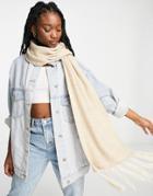 Monki Recycled Scarf With Tassels In Beige Melange-neutral