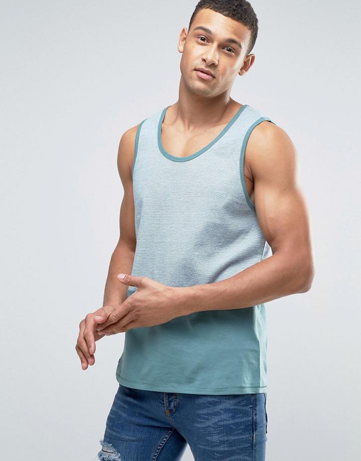 Threadbare Fine Stripe Cut And Sew Tank - Green