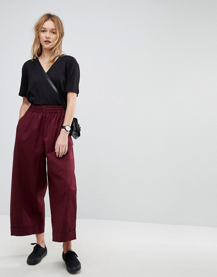 Asos Balloon Fit Wide Leg Chinos In Port Royale - Red