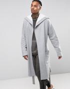Asos Loungewear Fleece Back Dressing Gown In Grey - Gray