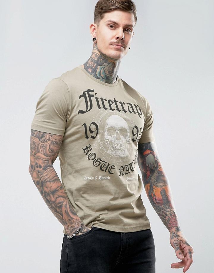 Firetrap Graphic Skull T-shirt - Stone