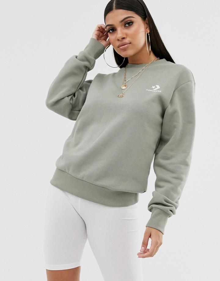 Converse Sage Green Oversized Star Chevron Embroidered Sweatshirt