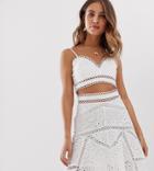 White Sand Cutwork Lace Crop Top In White - White
