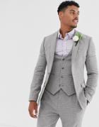 Asos Design Wedding Super Skinny Suit Jacket In Gray Micro Houndstooth