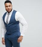 Asos Plus Skinny Suit Vest In Blue Gradient Wool Blend Check