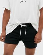 Asos Design Jersey Skinny Shorts In Shorter Length With Contrast Drawcord In Black