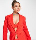 Asyou Cut-out Blazer Set In Red