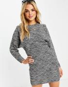 Mango Knitted Mini Dress In Gray-grey