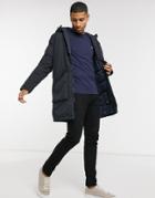 Jack & Jones Core Parka With Hood & Pockets In Dark Navy-black