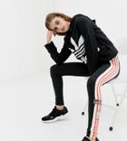 Adidas Originals Three Stripe Leggings With Vintage Logo In Black - Black