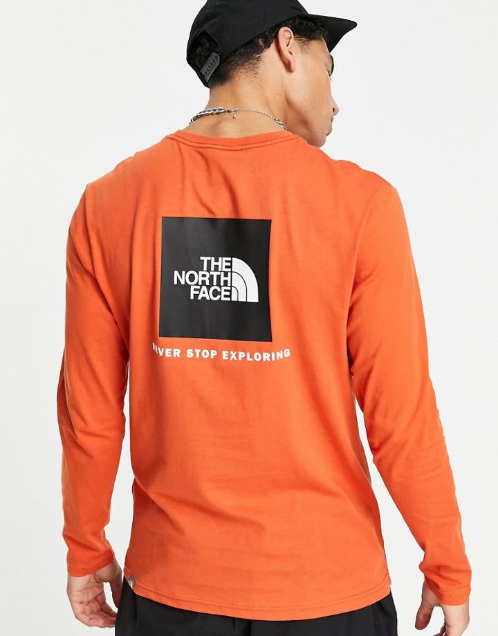 The North Face Red Box Long Sleeve Tee In Gray-orange