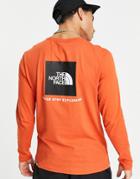 The North Face Red Box Long Sleeve Tee In Gray-orange