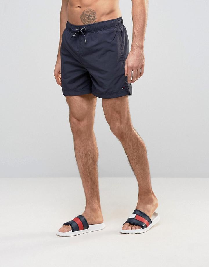 Tommy Hilfiger Solid Swim Shorts In Navy - Navy