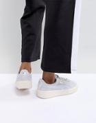 Puma Suede Sneaker In White And Blue - White