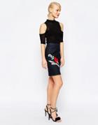 Love Moschino Tattoo Embroidered Pencil Skirt - Love Moschino Tattoo