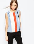 Sportmax Code Color Block Sleeveless Ruffle Top In Blue - 002 Azure