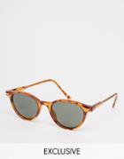 Reclaimed Vintage Leo Round Sunglasses - Brown