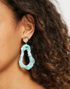 Pieces Marble Drop Earrings With Gold Studs In Green-multi