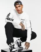 Topman Long Sleeve Oversized T-shirt With Signature Sleeve Prints In White