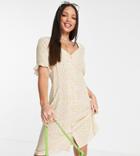 Pieces Tall Button Through Smock Dress In Ditsy Floral-multi