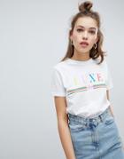 Asos Design T-shirt With Rainbow Luxe Print - White