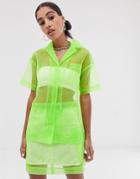 The Ragged Priest Organza Sheer Shirt Two-piece-green