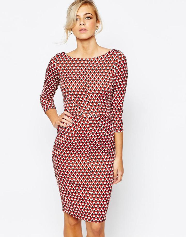 Closet Pencil Dress In Geo Print - Multi Print