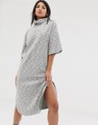 Asos Design Super Oversized Cowl Neck Midi Dress In Marl