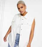 Asos Design Curve Sleeveless Denim Jacket In White