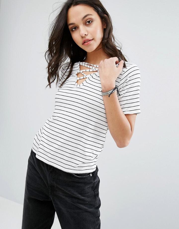 Boohoo Cross Over Stripe T-shirt - Multi