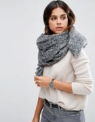 Asos Oversized Square Woven Scarf In Two Tone - Gray