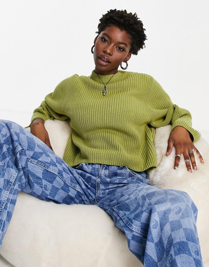 Weekday Minnie Recycled Polyester Sweater In Lime Green