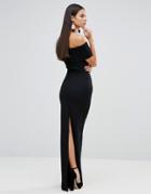 City Goddess Bandeau Maxi Dress With Split Detail - Black