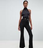 Vesper Tall Button Detail Wide Leg Pants - Black