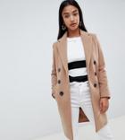 Boohoo Petite Tailored Coat In Camel - Beige