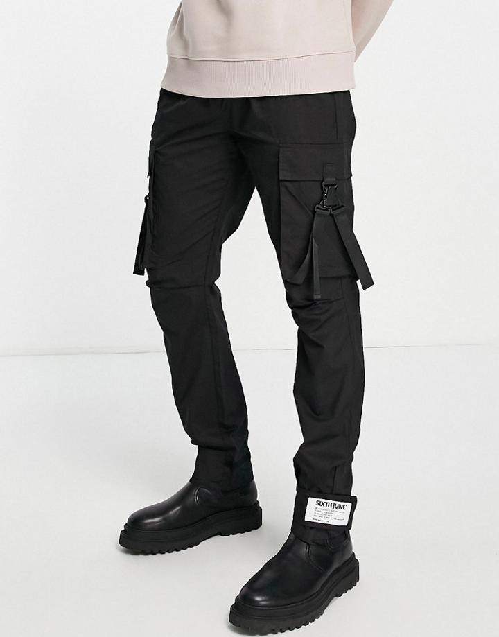Sixth June Strap Cargo Pants In Black