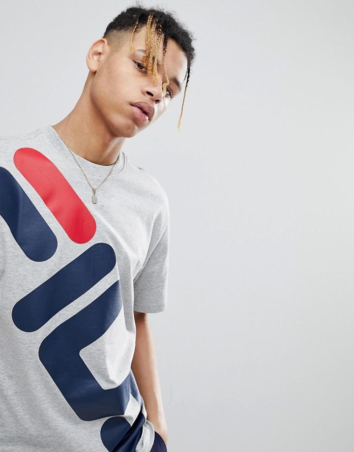 Fila Black Line T-shirt With Large Logo In Gray - Gray