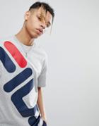 Fila Black Line T-shirt With Large Logo In Gray - Gray