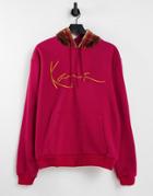 Karl Kani Signature Patch Hoodie In Burgundy With Check Hood-red