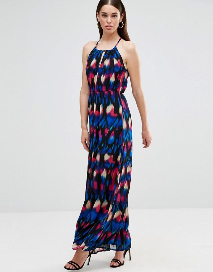 Twin Sister Halter Neck Maxi Dress With Keyhole - Purple Rain