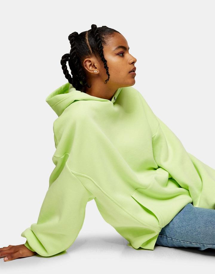 Topshop Considered Eyelet Hoodie In Green
