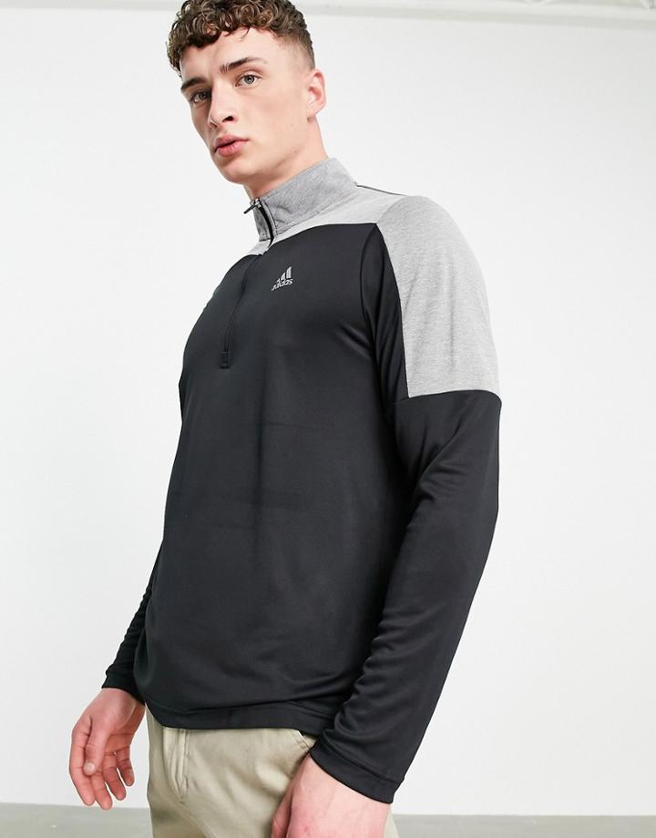 Adidas Golf Quarter Zip Top In Black And Gray