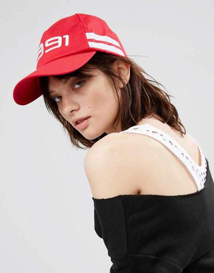 Asos 1991 Number Baseball Cap - Red