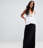 Asos Design Maternity Maxi Skirt With Paperbag Waist-black